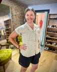 Downeast - Allie Short Sleeve Striped Buttondown