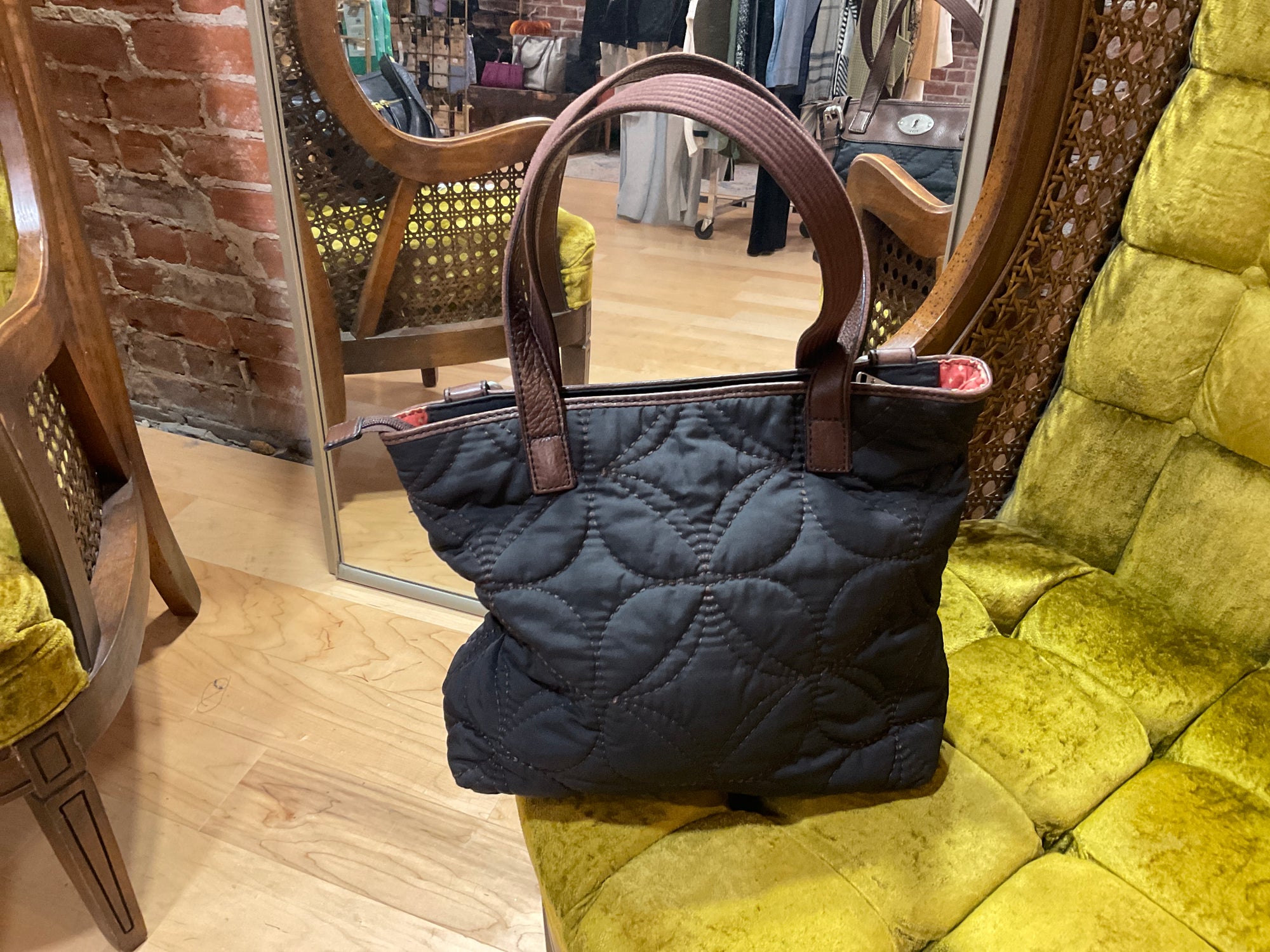 BLACK/BROWN FOSSIL BAG