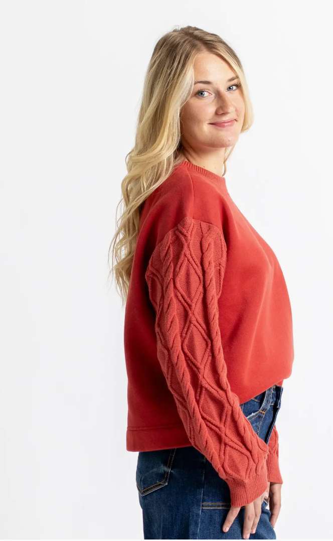 Downeast - Cable Sleeve Sweater