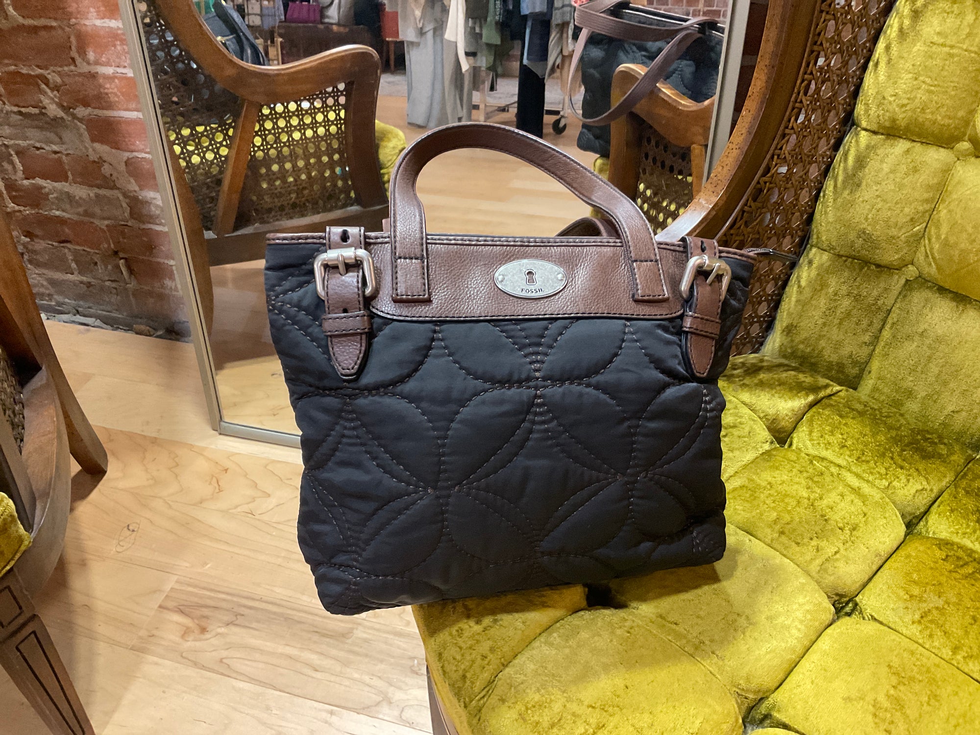 BLACK/BROWN FOSSIL BAG