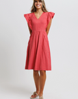 Downeast - Soleil Red Short Sleeve Dress