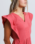 Downeast - Soleil Red Short Sleeve Dress