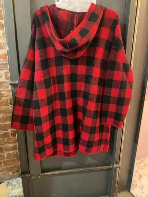 {{ClientCode}} RED/BLK PLAID J JILL CARDIGAN, XL