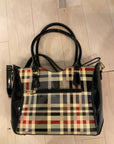 Blk/tan plaid UNKNOWN PATENT SATCHEL