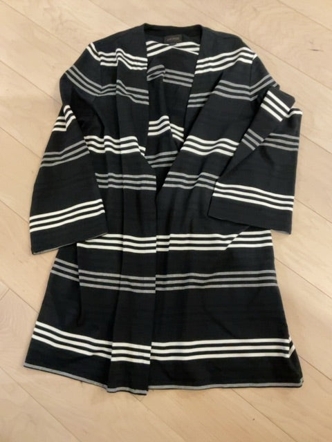 BLK/WHT STRIPE J JILL CARDIGAN M