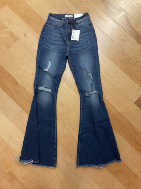 DENIM ZENANA HIGH RAISE DISTRESSED FLARE 27