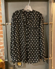 BLACK AND WHITE POLKA DOT KUT LONG SLEEVE SHIRT XL