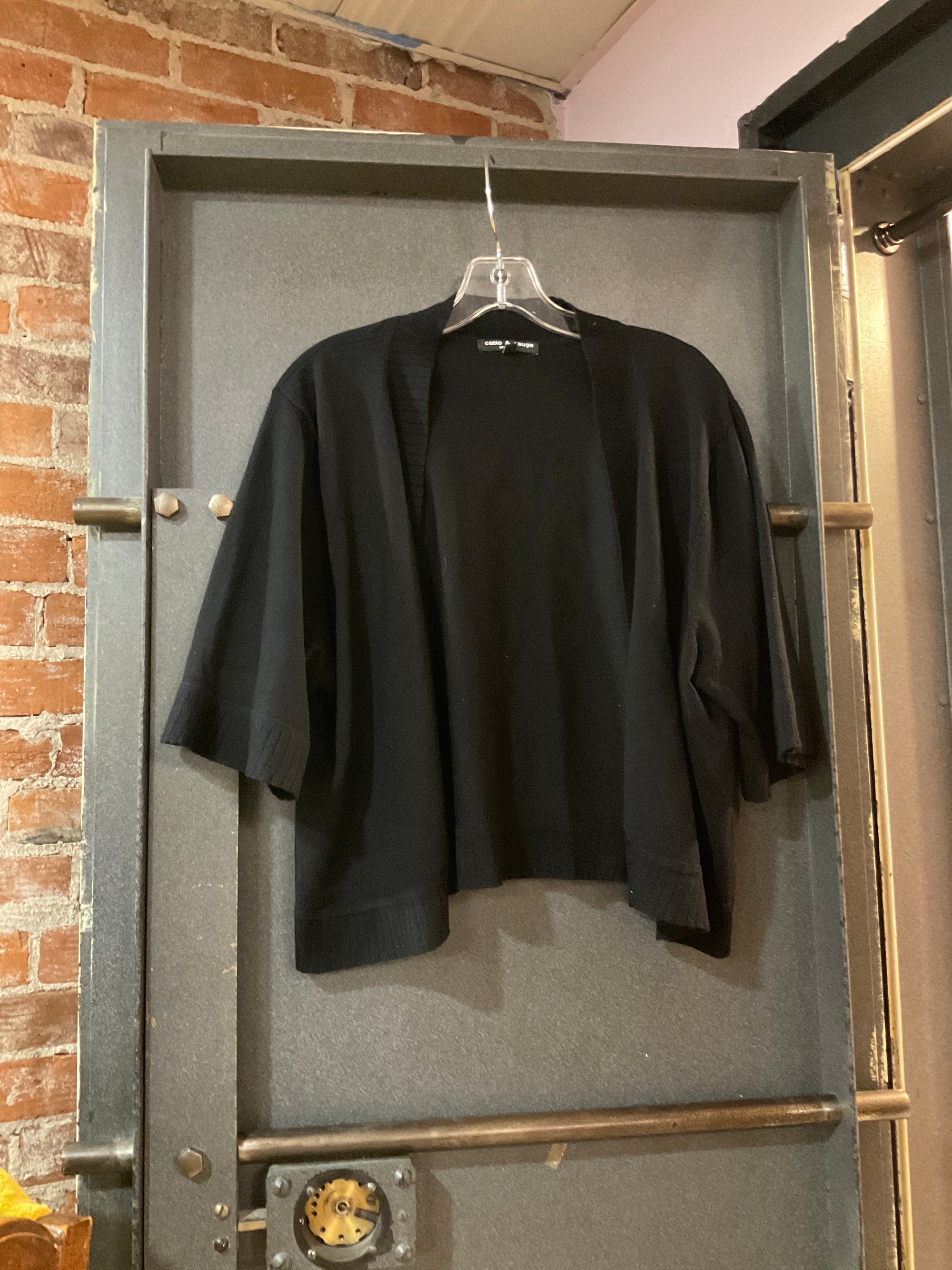 BLACK CABLE &amp; GAUGE CARDIGAN 2X