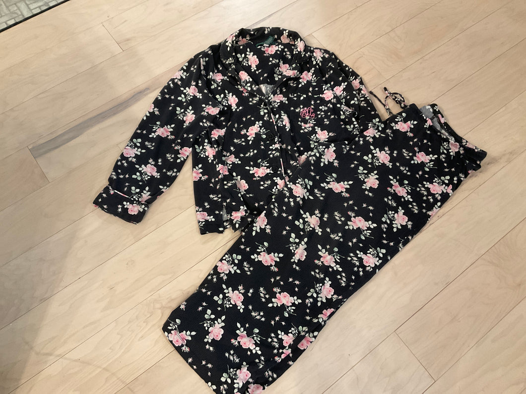 {{ClientCode}} GRAY/PINK FLORAL RALPH LAUREN PAJAMA SET, XL