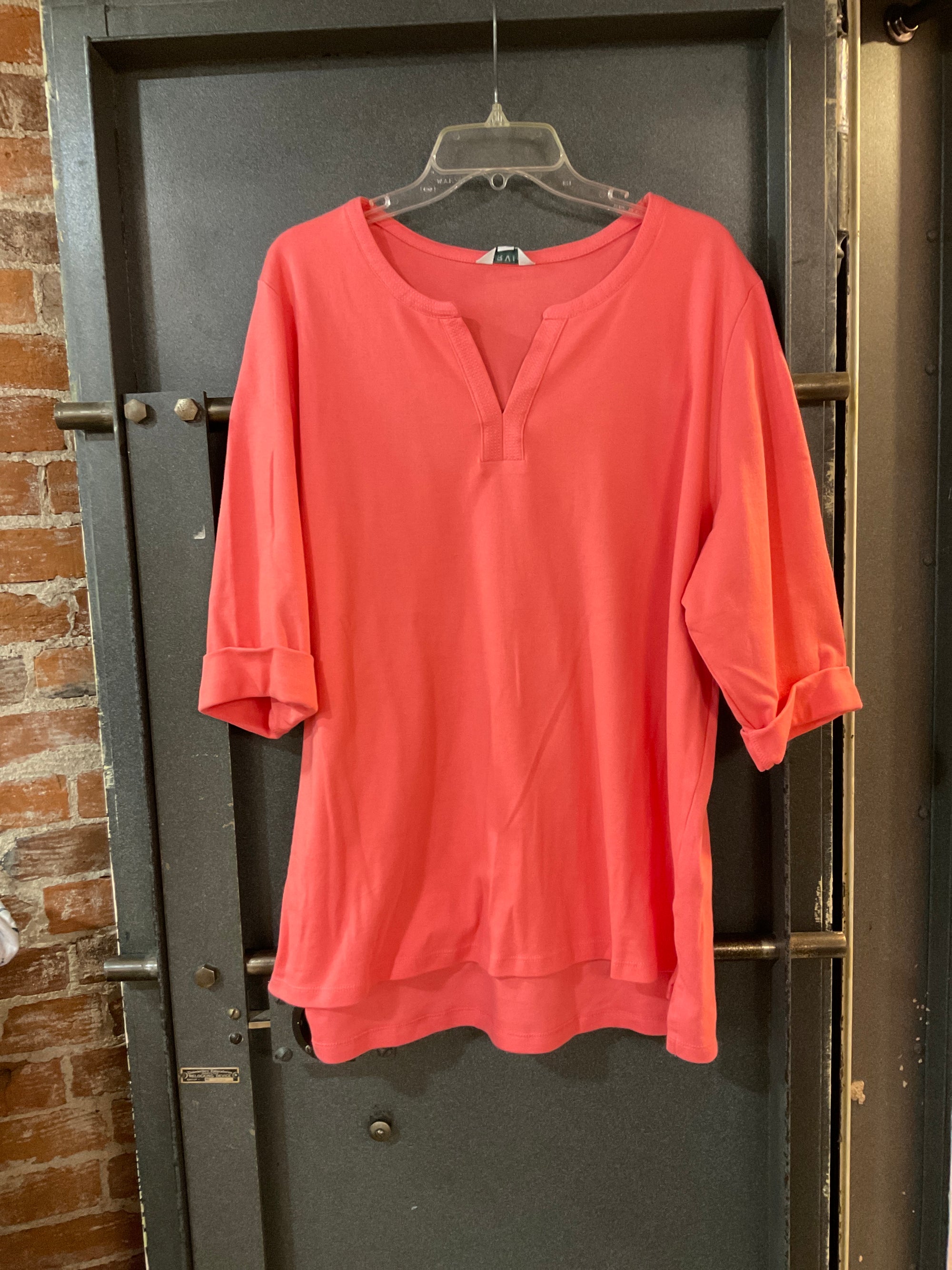CORAL ORVIS 3/4 SLEEVE TOP XXL