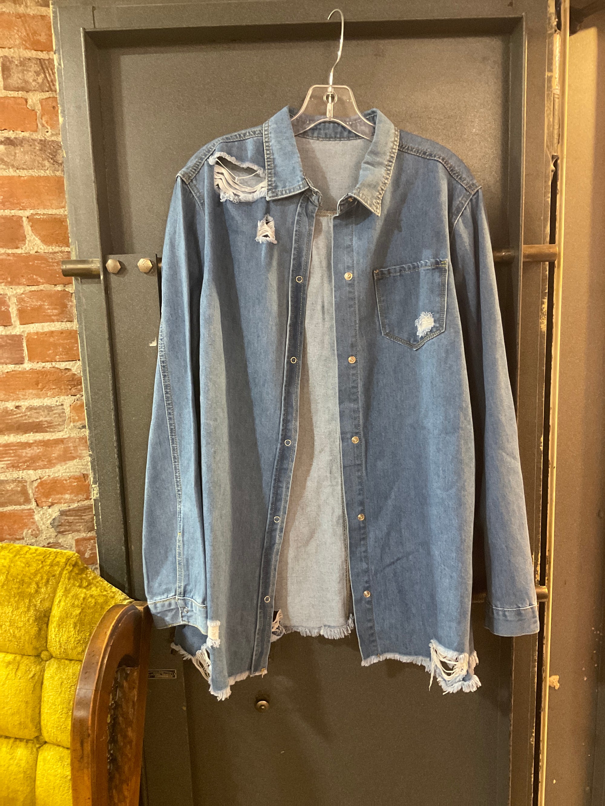 DENIM UNKNOWN BUTTON DOWN LONG SLEEVE SHIRT 2X