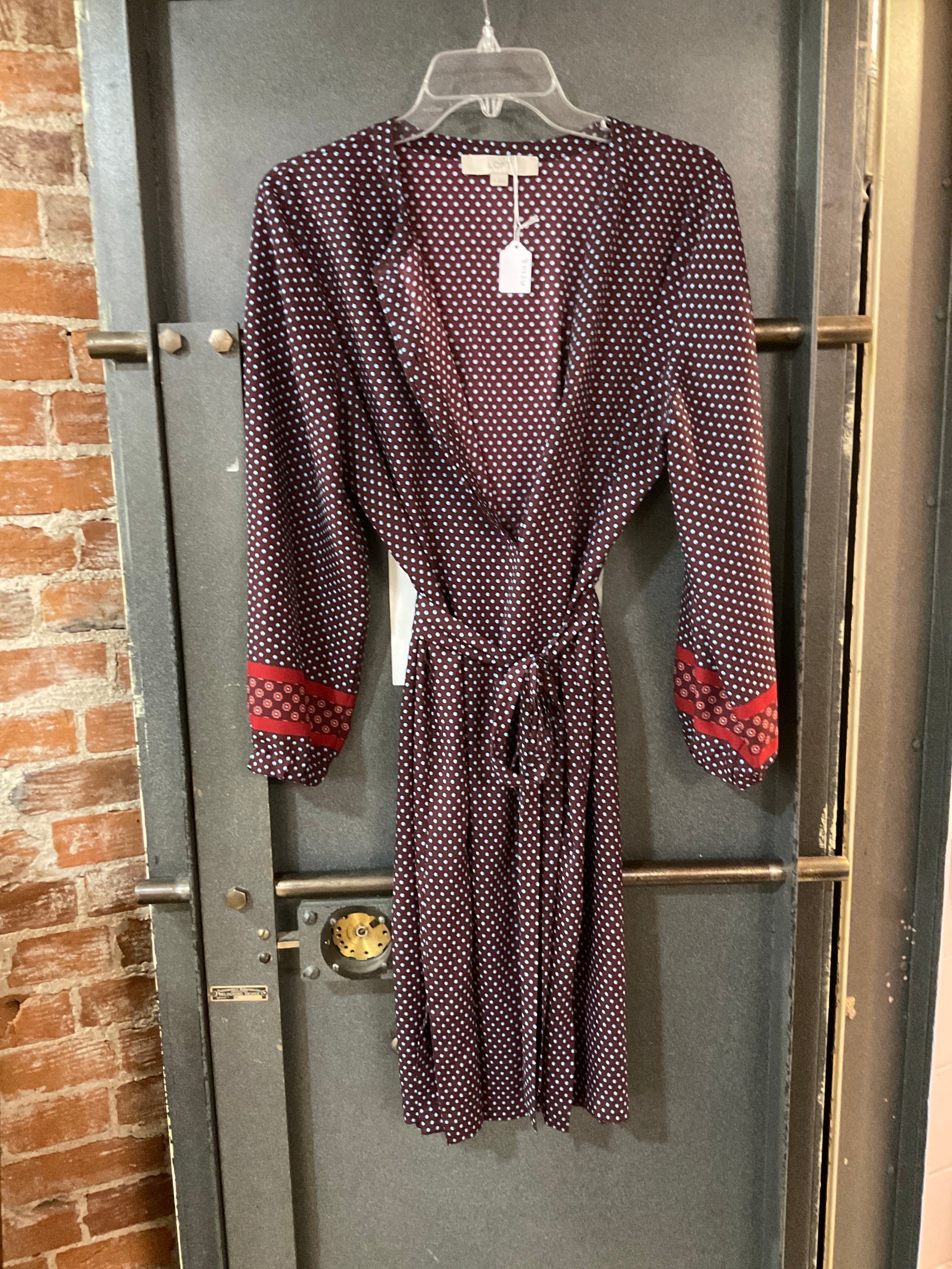 BURGUNDY PATTERN LOFT DRESS M – Traces Boutique