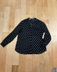 BLACK AND WHITE POLKA DOT KUT LONG SLEEVE SHIRT XL