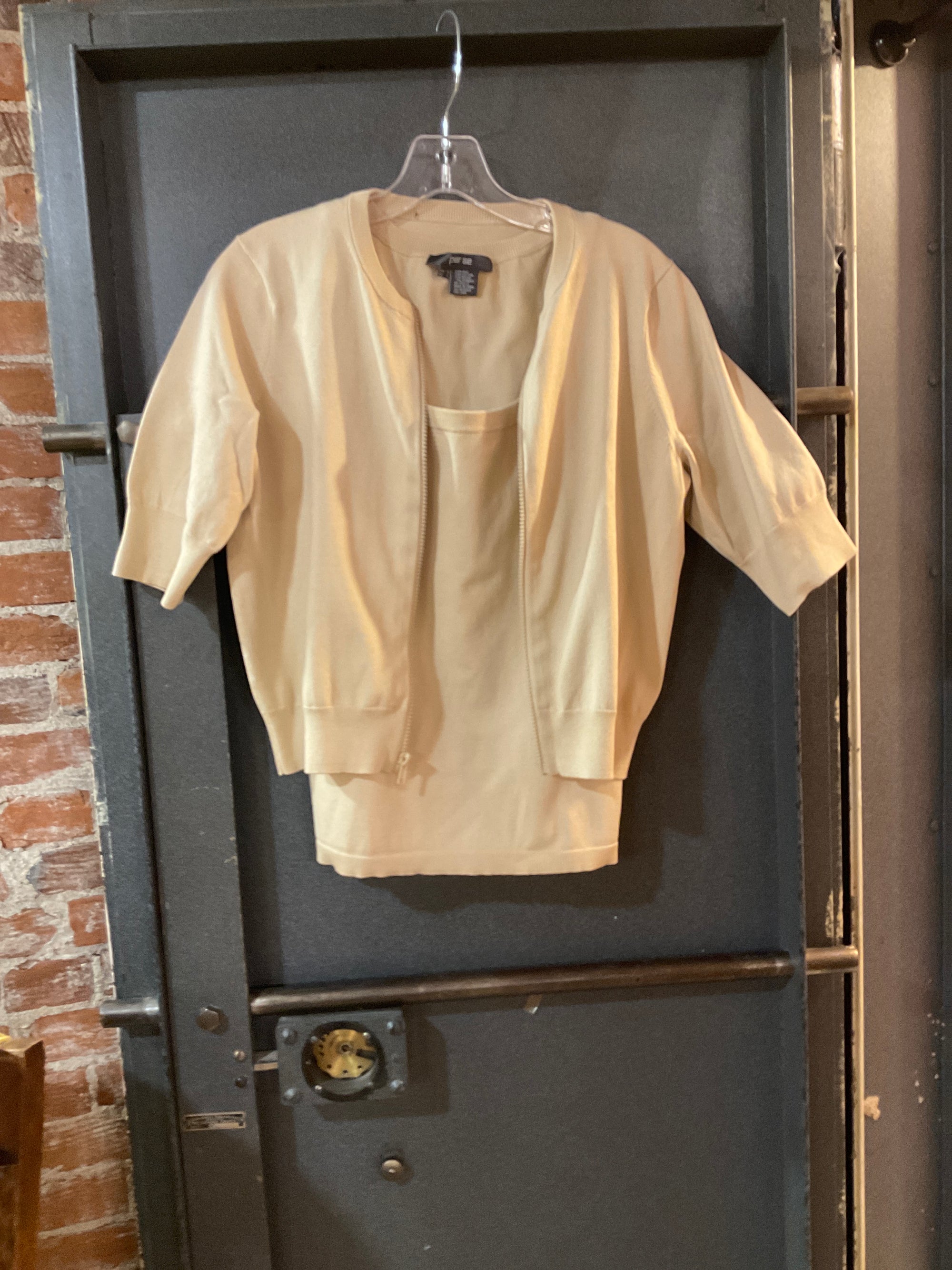 TAN PER SE CARDIGAN/TANK SET S