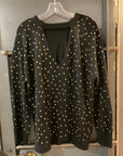 BLACK AND GOLD POLKA DOTS UNKNOWN Sweater LARGE