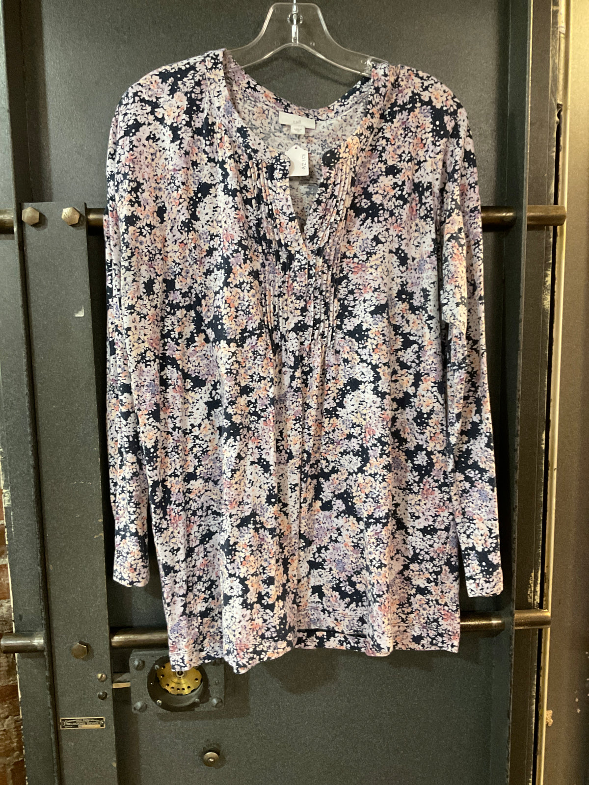 FLORAL J JILL V neck LONG SLEEVE SHIRT M