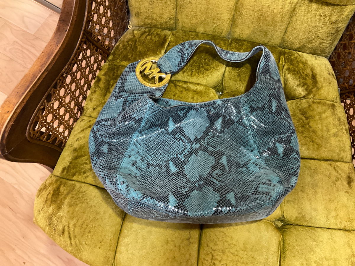 TEAL PATTERN MICHAEL KORS SATCHEL