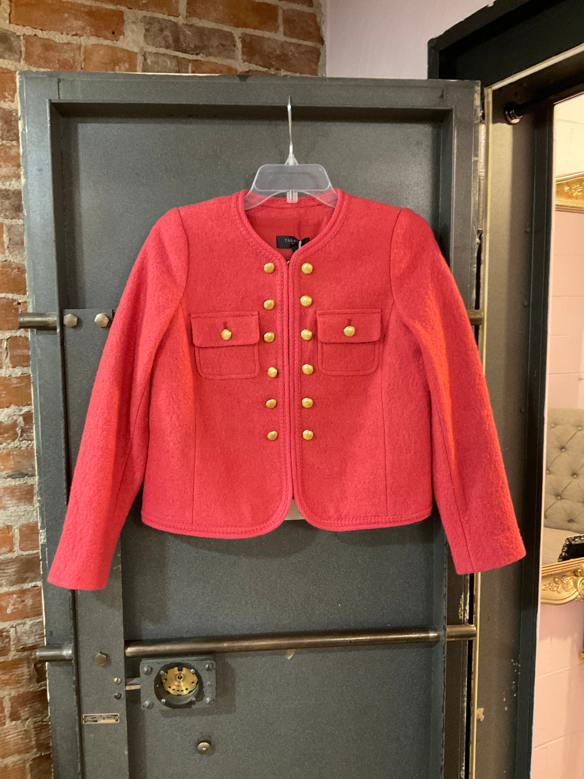 CORAL TALBOTS GOLD BUTTON UP BLAZER 4