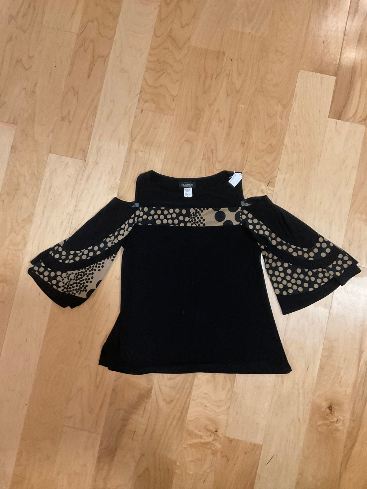 BLACK/BROWN PATTERN ELA MARIE ELA MARIE BLACK AND BROWN PATTERN LONG SLEEVE SHIRT M