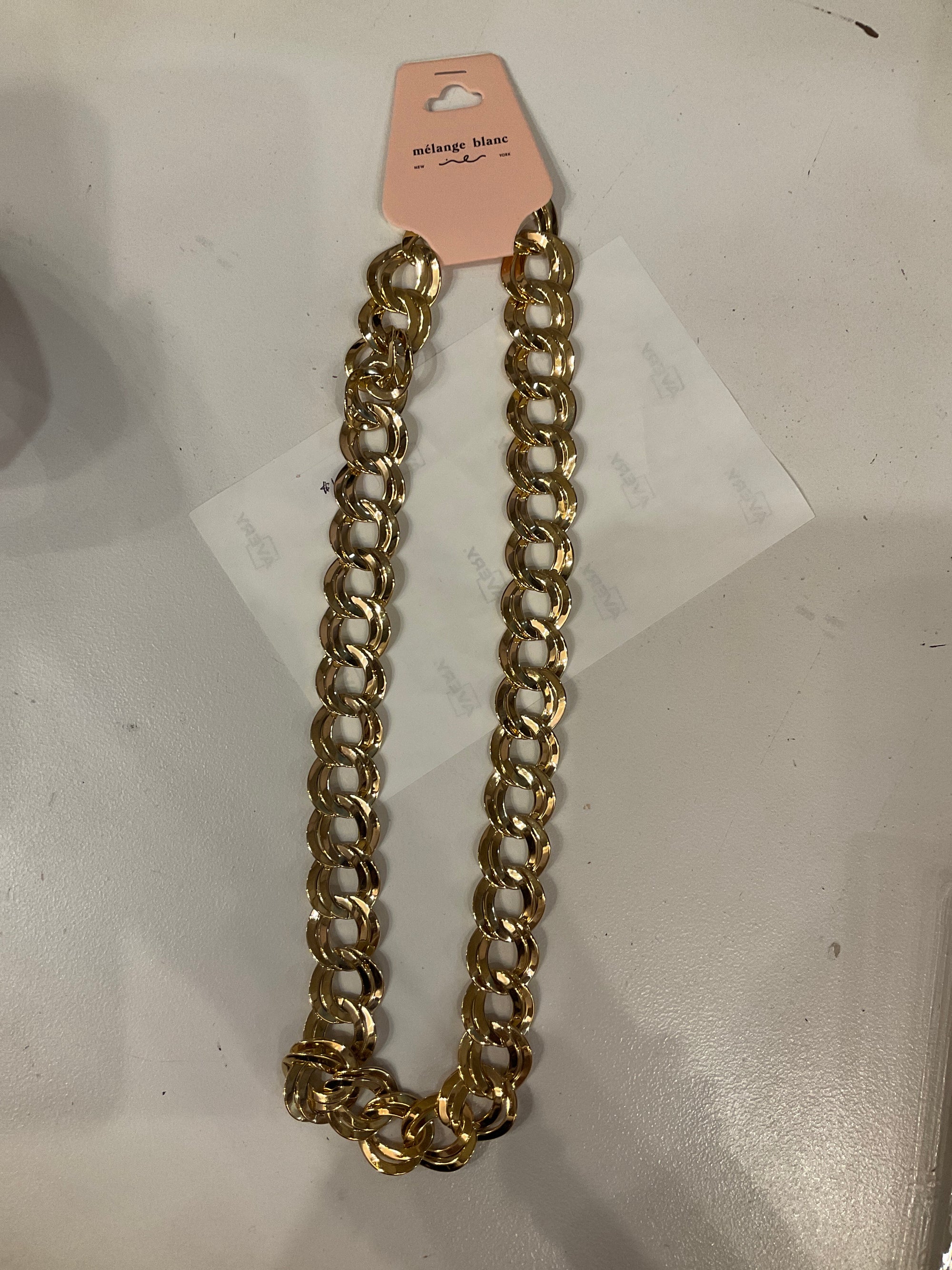 Melange blanc chunky gold chain necklace 22”