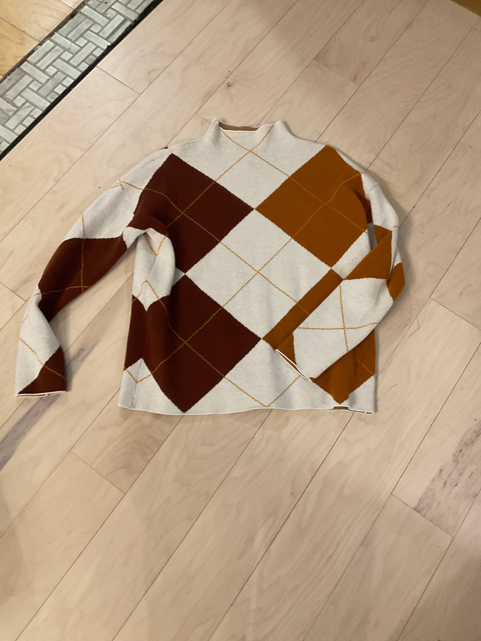 cream/brown pattern RACHEL ZOE SWEATER M