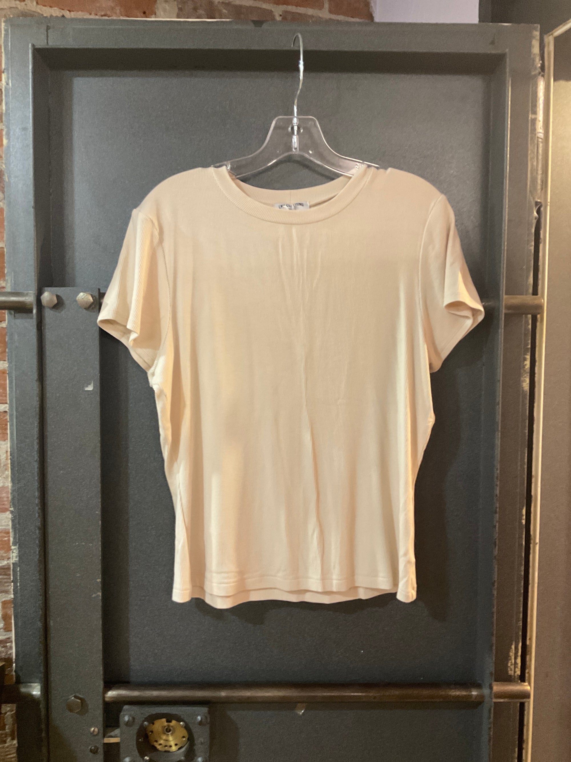 CREAM LNA CLOTHING SHORT SLEEVE SHIRT XL
