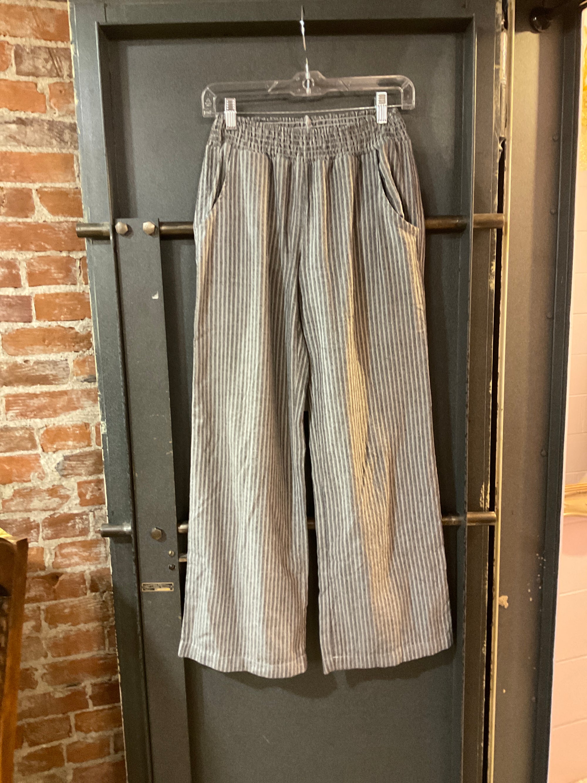GRAY/WHITE STRIPE BOBI PANTS XS