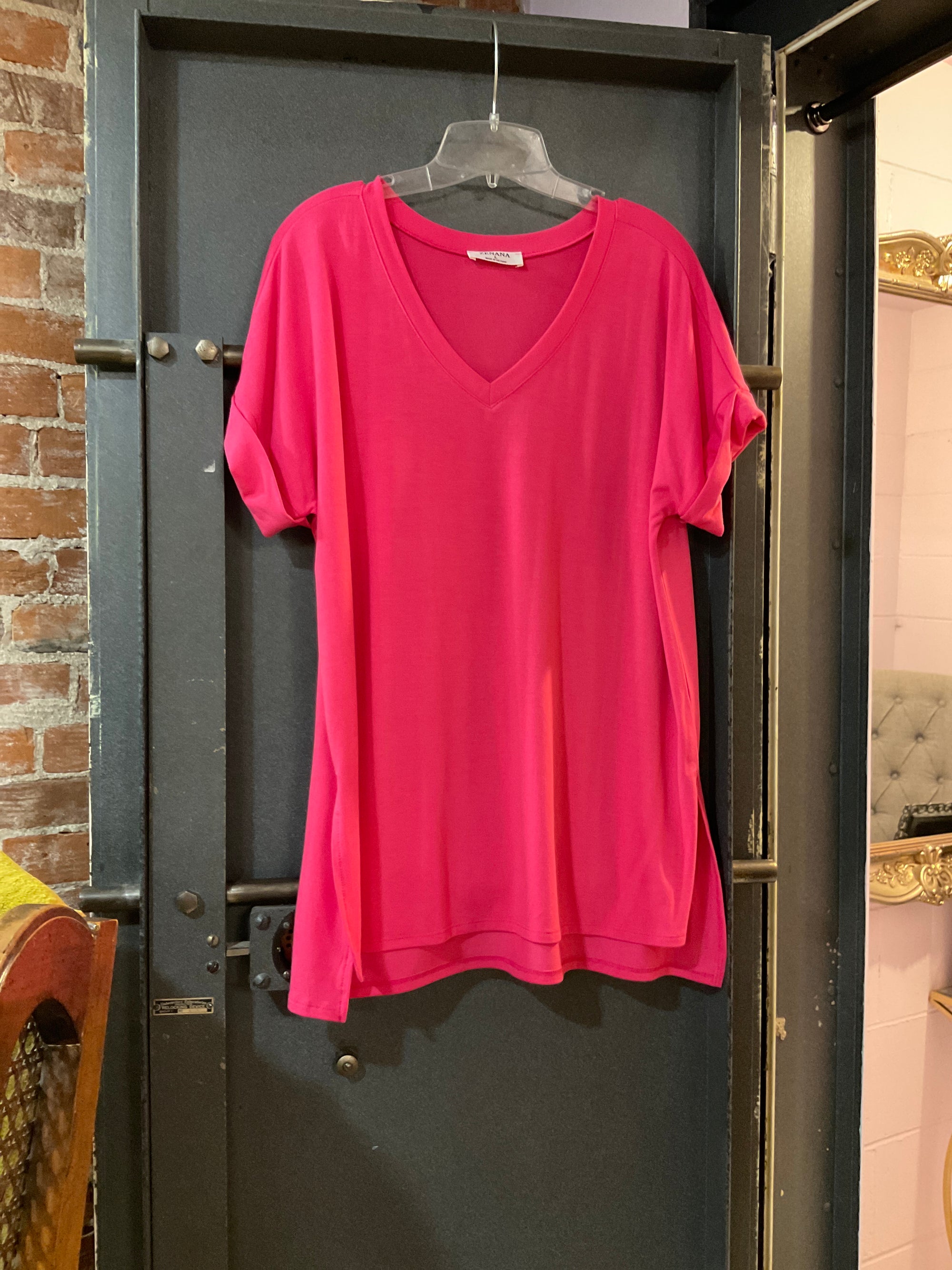 PINK ZENANA SHORT SLEEVE SHIRT L