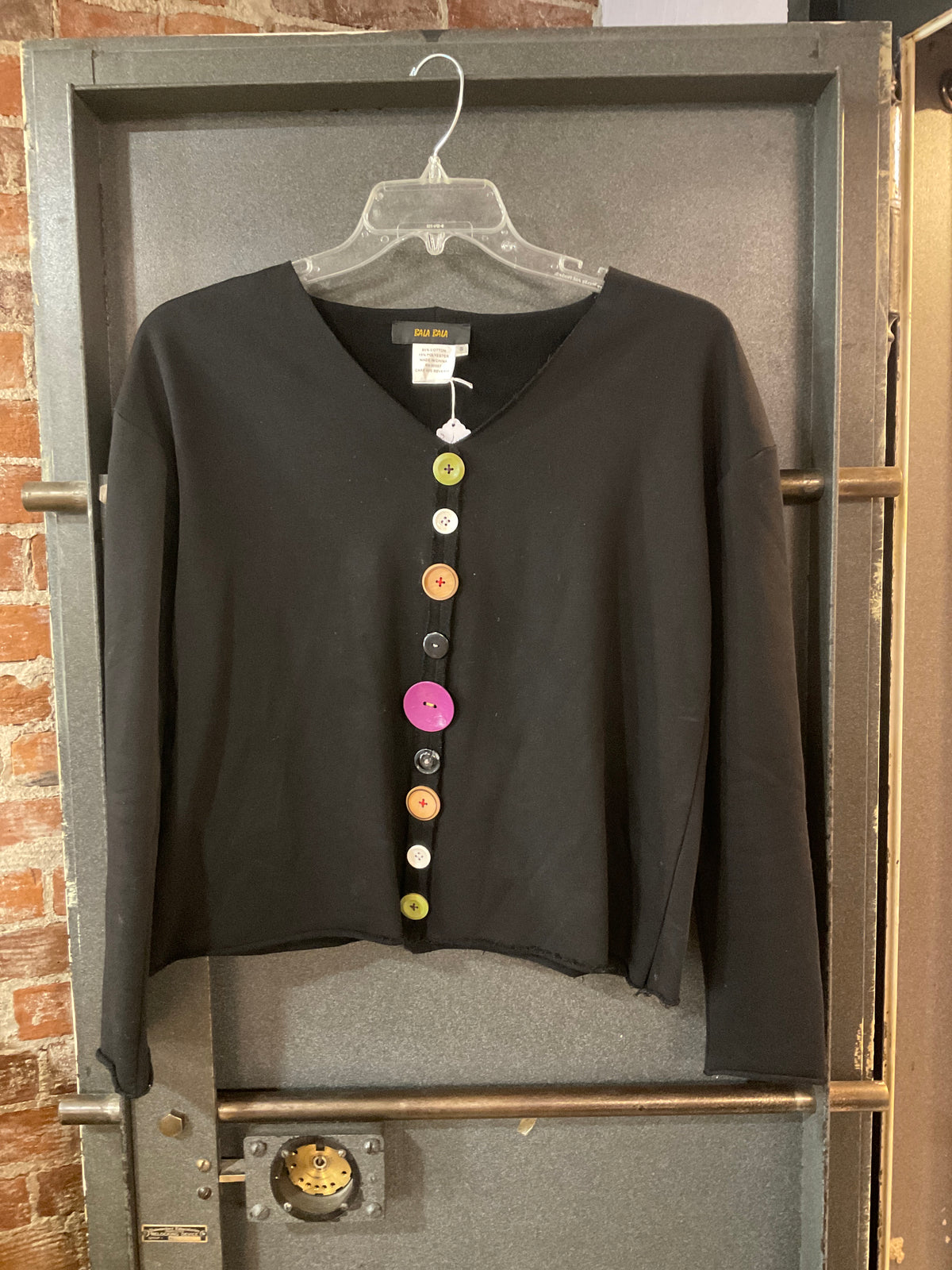 BLACK BALA BALA FUN BUTTONS BLACK LONG SLEEVE SHIRT S