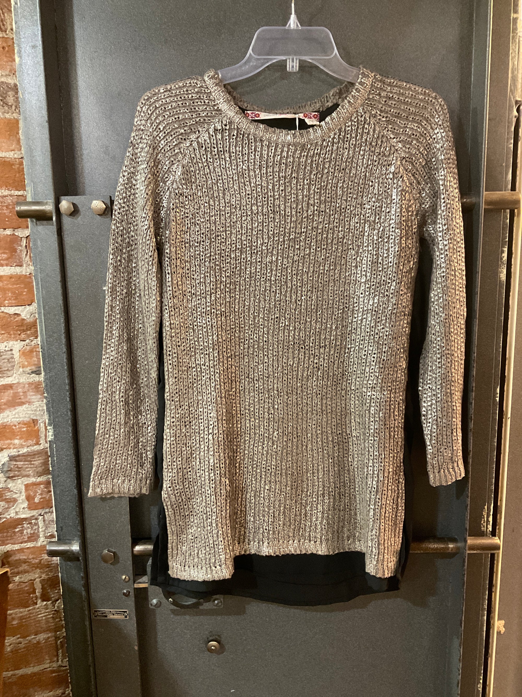 GOLD/BLACK CHELSEA &amp; VIOLET LONG SLEEVE SHIRT XS