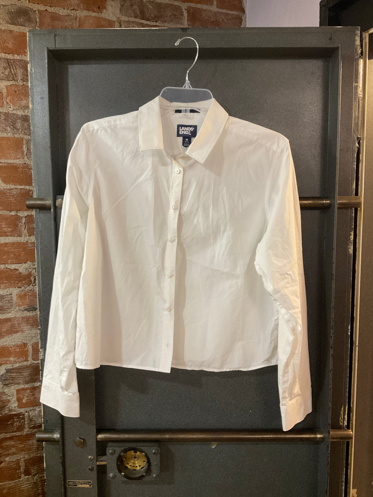 WHITE LANDS END WHITE COLLARED LONG SLEEVE SHIRT M