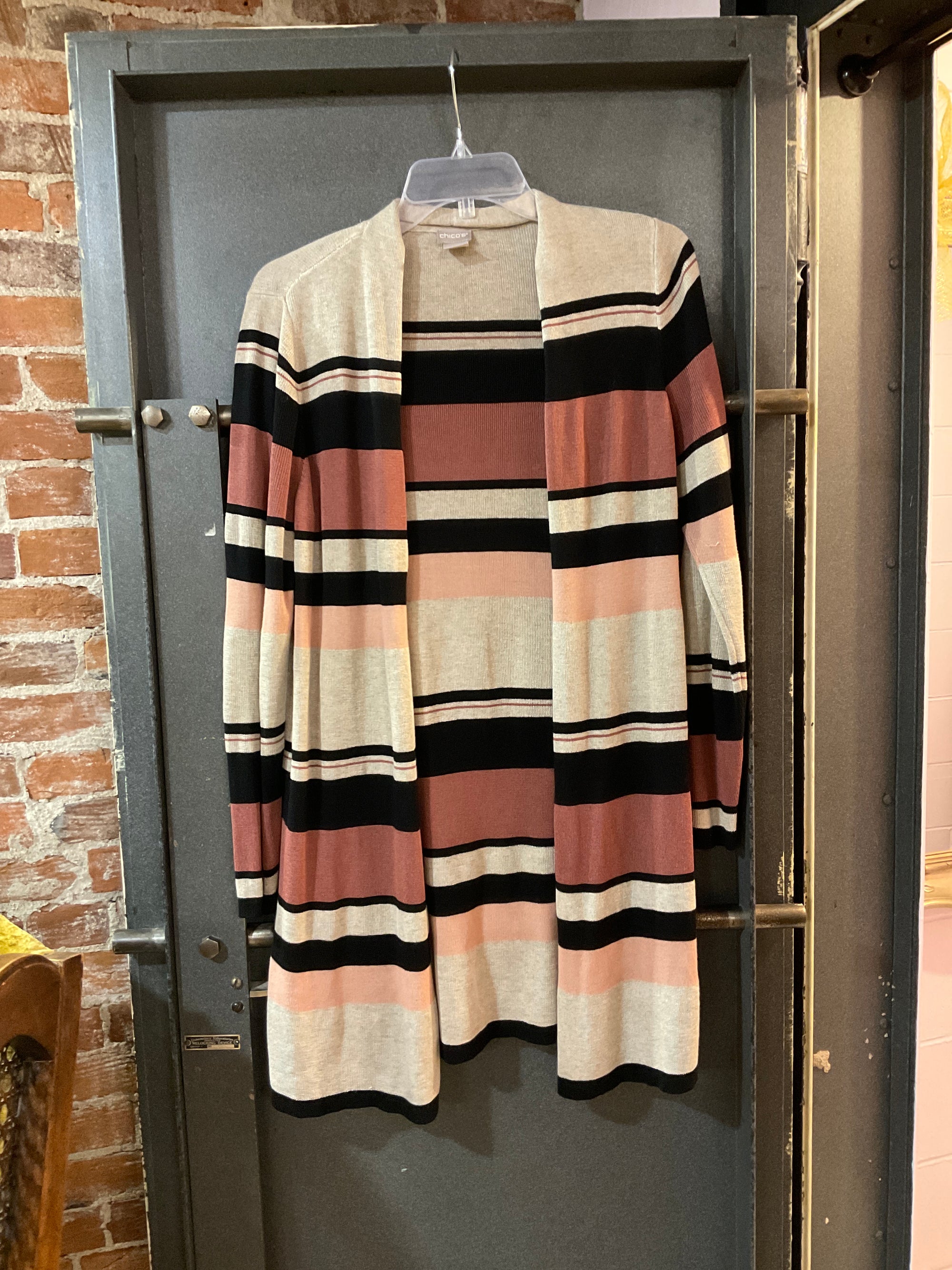 PATTERNED TAN/BLACK/BROWN CHICOS CARDIGAN 1