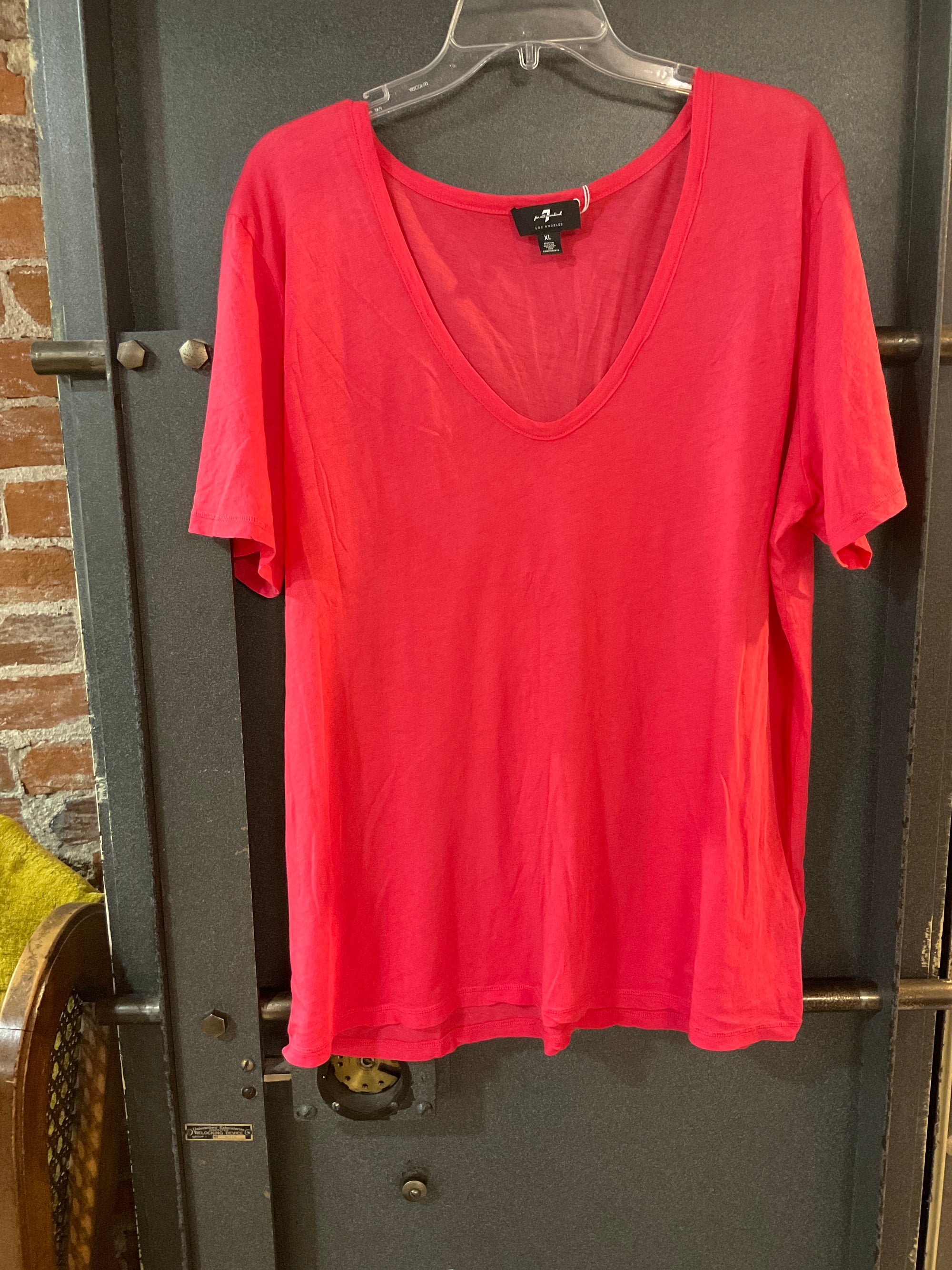 PINK 7 FOR ALL MANKIND SHORT SLEEVE SHIRT XL