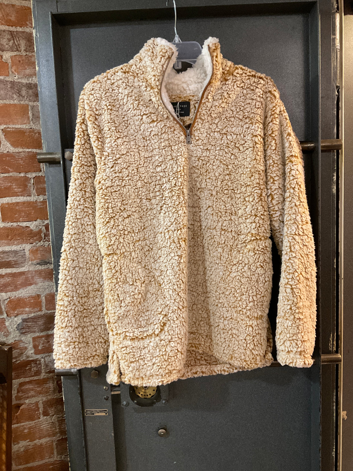 BROWN LOVE TREE 3/4 ZIP SWEATER L