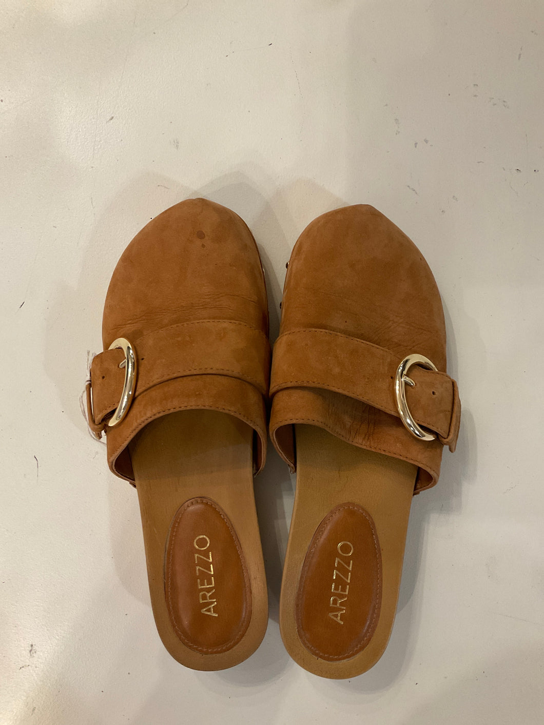 {{Client Code}} TAN AREZZO CLOGS, 7.5