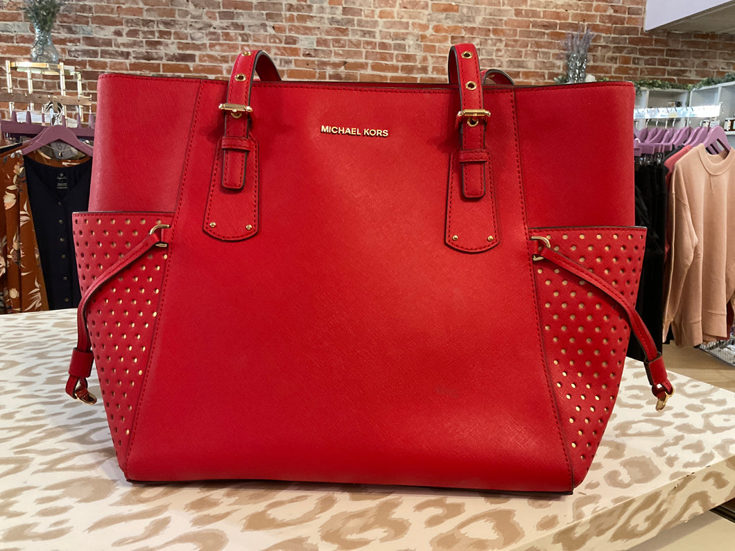 {{ClientCode}} RED MICHAEL KORS TOTE