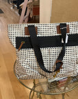 {{ClientCode}} WHT/BLK POLKA DOT FOSSIL TOTE BAG