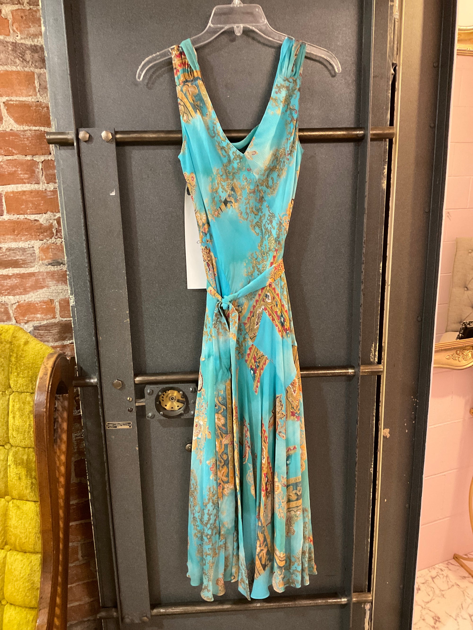 TEAL PATTERN JONES NEW YORK DRESS 8