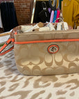 {{Client Code}} TAN/CORAL COACH wristlet