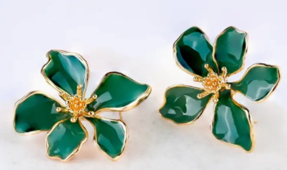 Ethic Goods - Emerald and Gold Flower - Earring