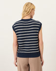 Pact - Seabreeze Stripe Navy Blue Shoreline Relaxed Shell Vest