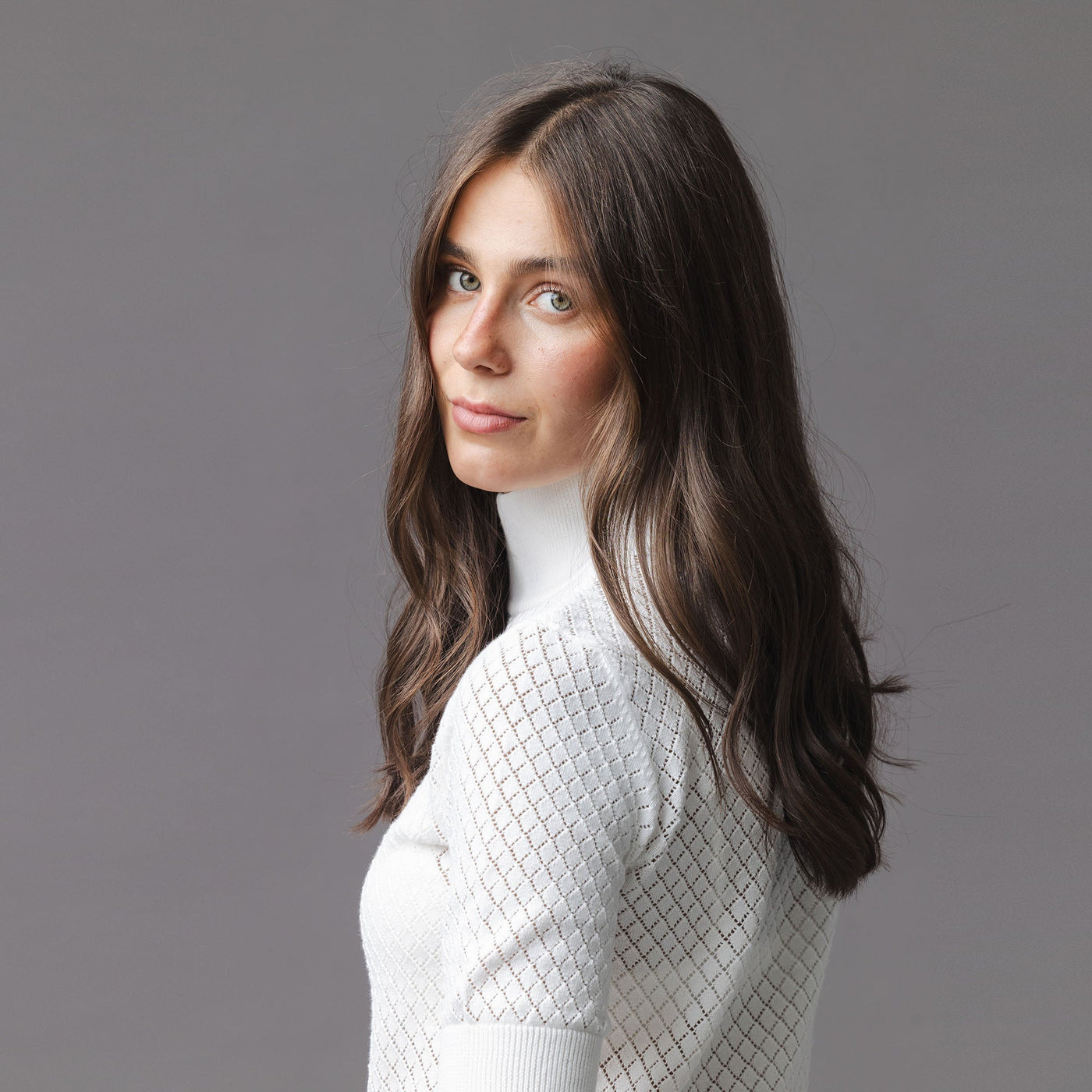 Hope &amp; Henry - Diamond Stitch Mock Neck Sweater