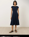 Pact fit & flare ballet neck dress