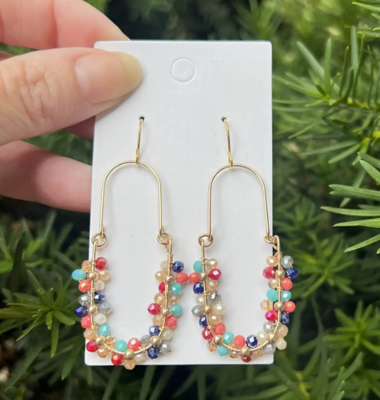 Baubles by B - Multi-Color Beaded Oval Drop Earrings