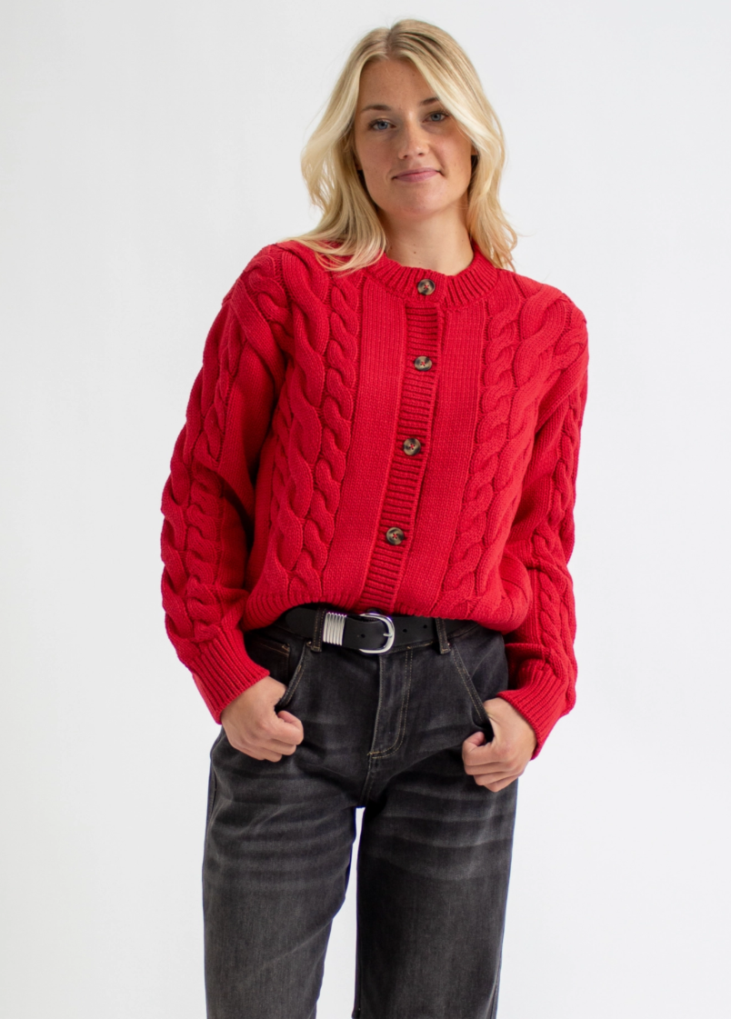 Downeast - Schmancy Cable Knit Button Down Sweater