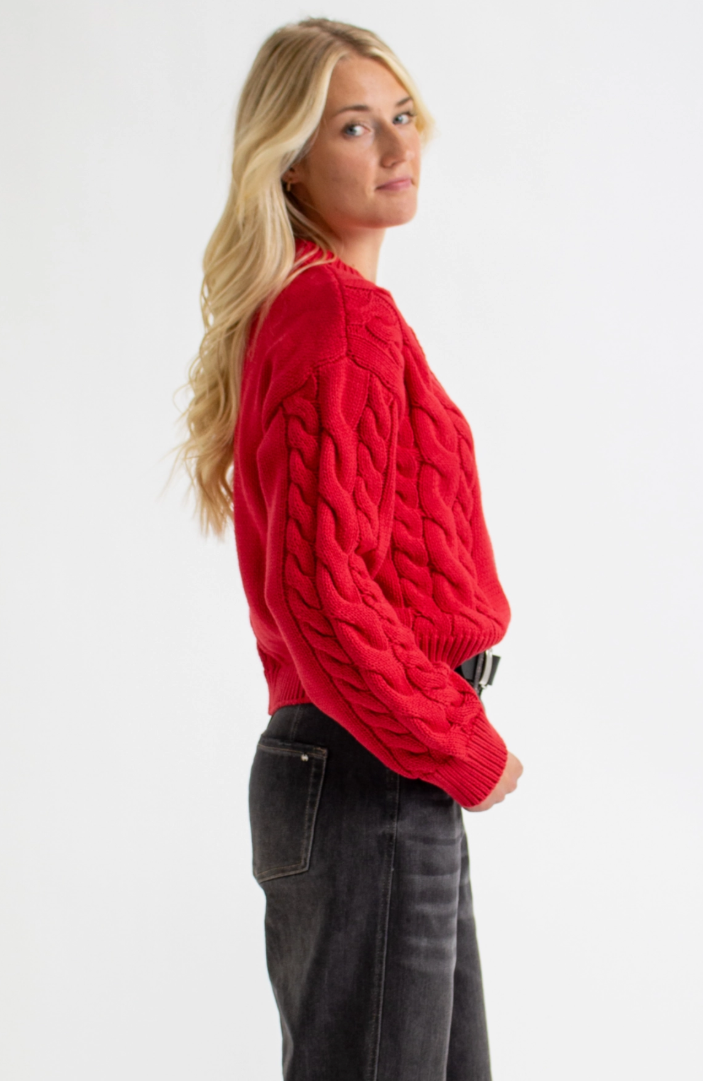 Downeast - Schmancy Cable Knit Button Down Sweater
