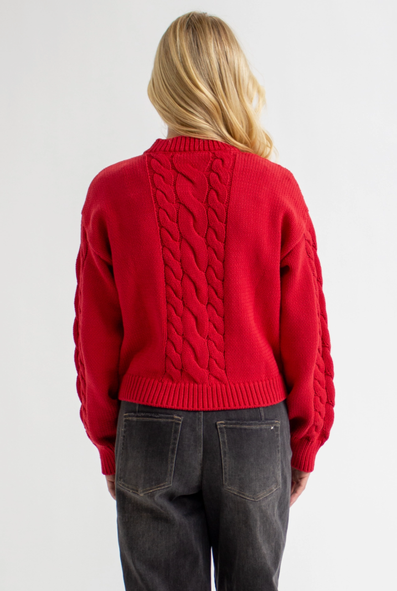 Downeast - Schmancy Cable Knit Button Down Sweater