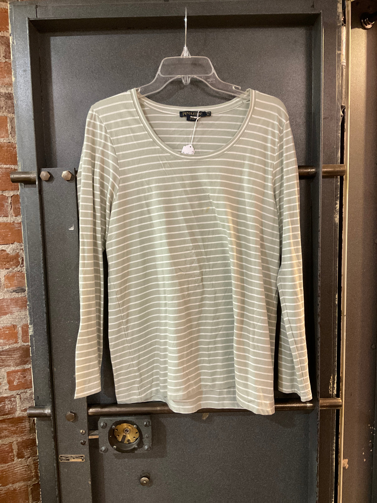 GREEN/WHITE STRIPE Pendleton LONG SLEEVE SHIRT XL