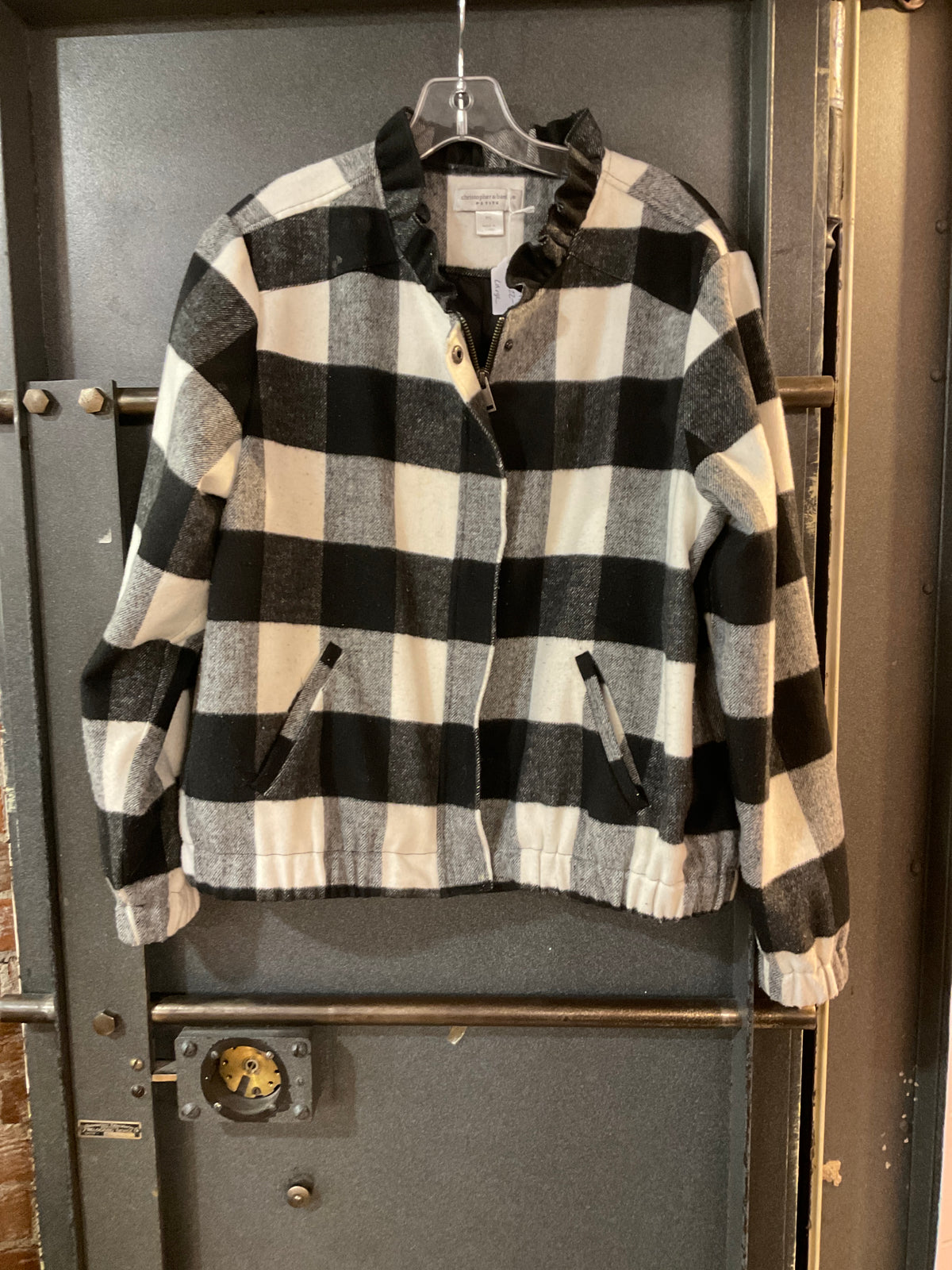 BLACK/WHITE PLAID Christopher &amp; banks JACKET L