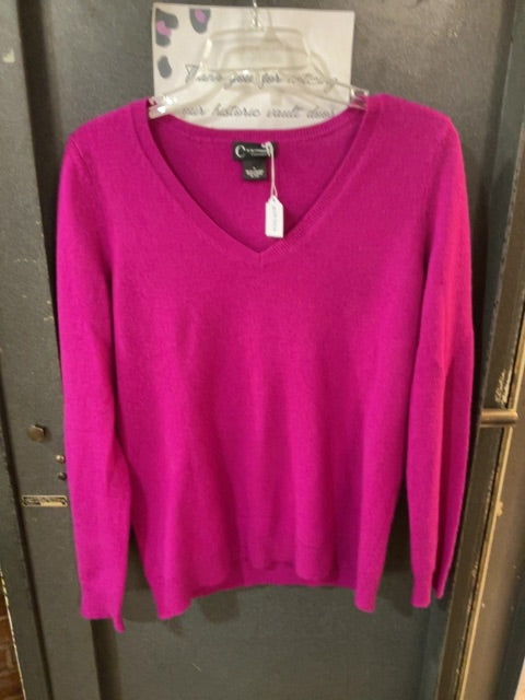 PINK C BY BLOOMINGDALES CASHMERE V-NECK CASHEMERE SWEATER M